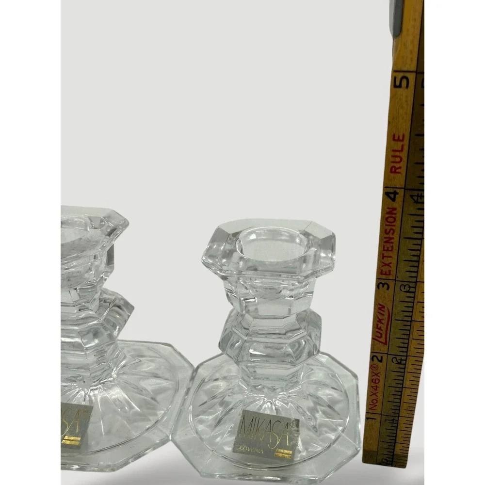 Set of 2 Vintage Mikasa Edinburgh Crystal Candlestick Holders Made in Slovenia